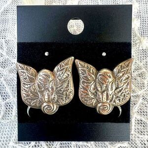 Vintage Antique Art Nouveau Unique Eagle Earrings Screw Back